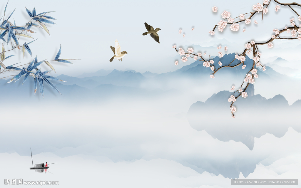 花鸟大气客厅山水 TIF分层