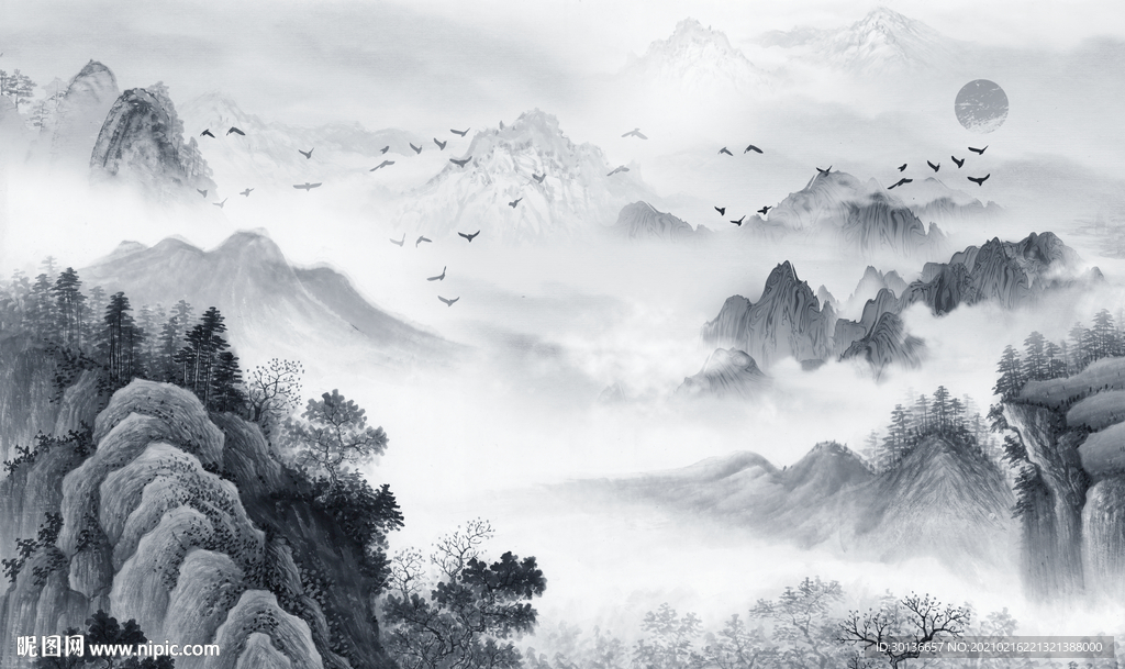 新款大气客厅山水 TIF分层