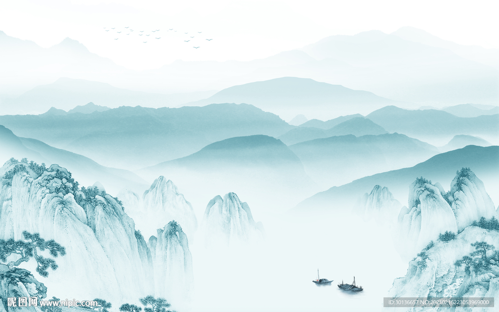 高端大气客厅山水 TIF分层