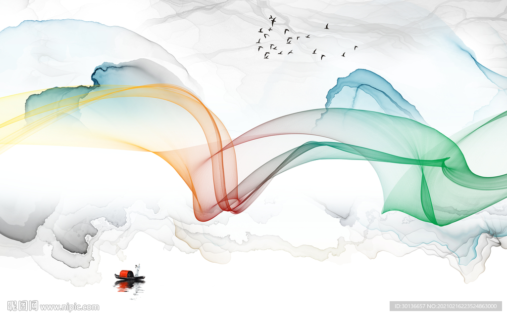 抽象线条客厅山水 TIF分层