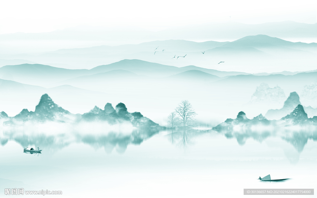 中式大气客厅山水 TIF分层