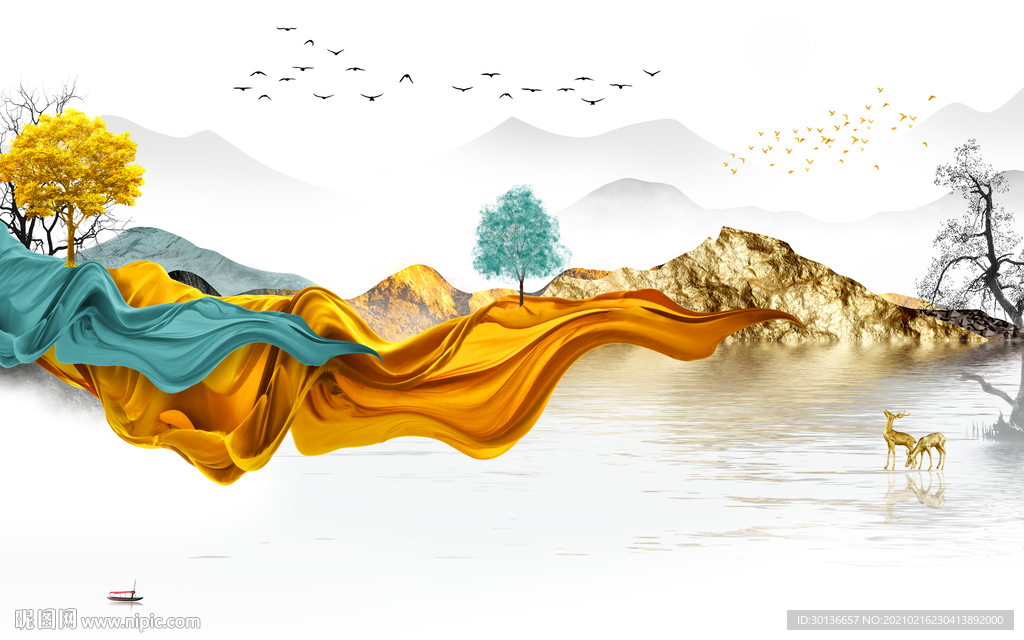 高档大气客厅山水 TIF分层