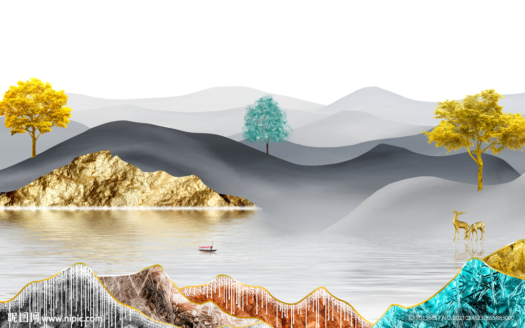 现代大气客厅山水 TIF分层