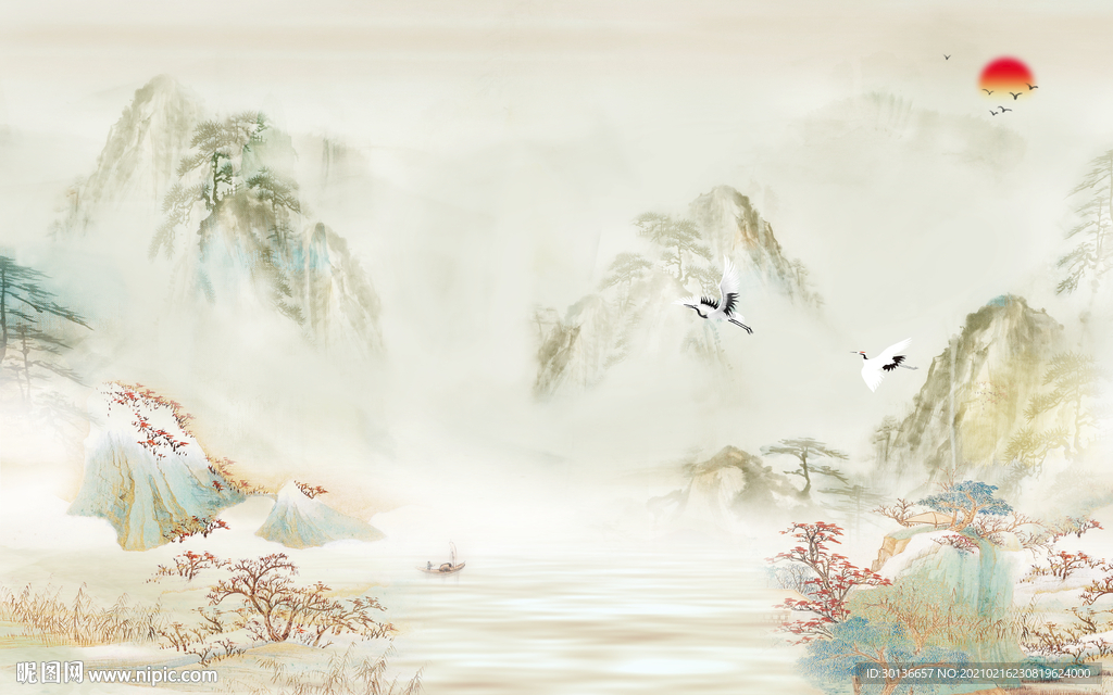 高清 大气客厅山水 TIF分层