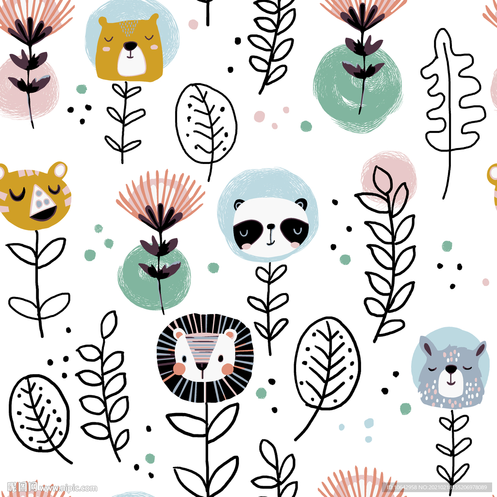 可爱动物卡通图案