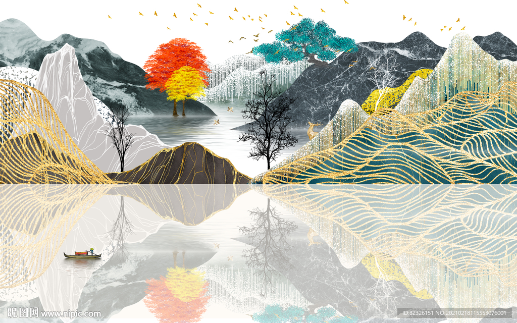 现代 新品山水新画 TIF分层