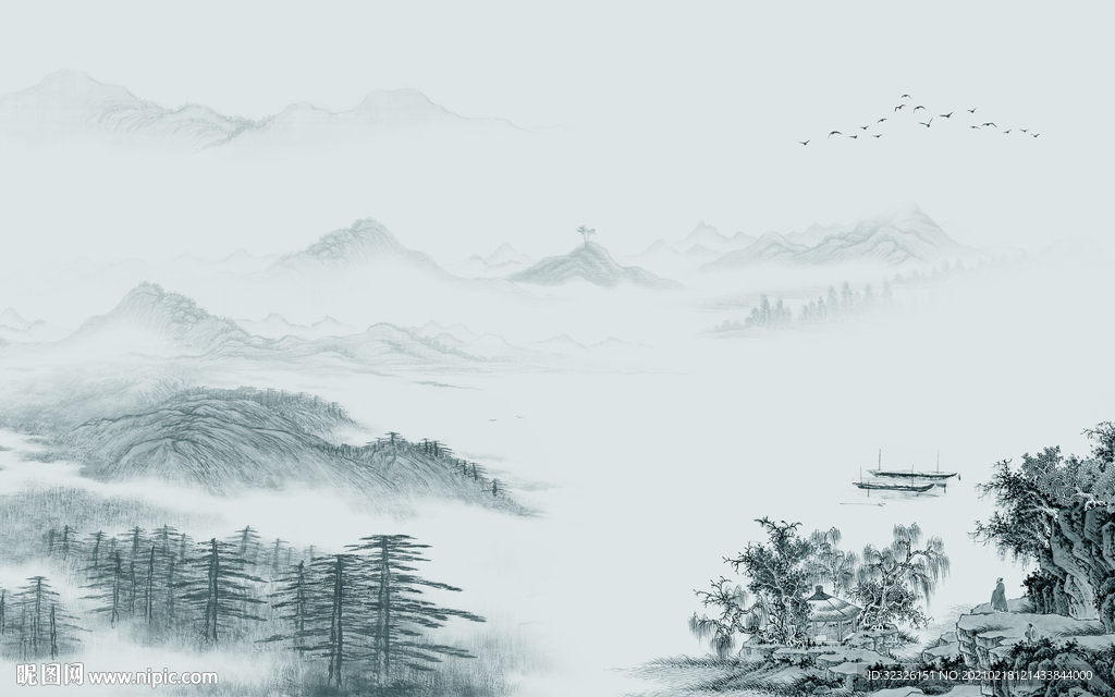 最新新品山水新画 TIF分层