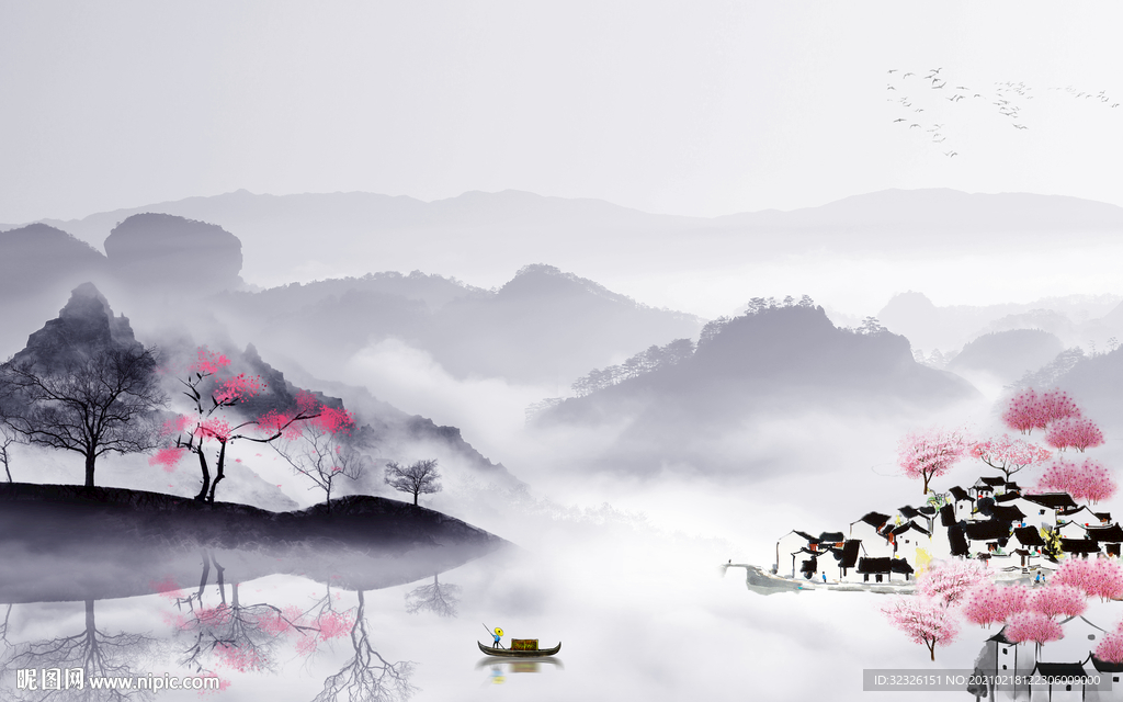 中国风新品山水新画 TIF分层