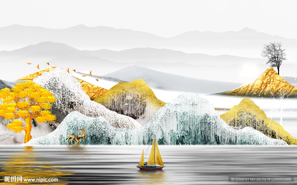 高清 新品山水新画 TIF分层