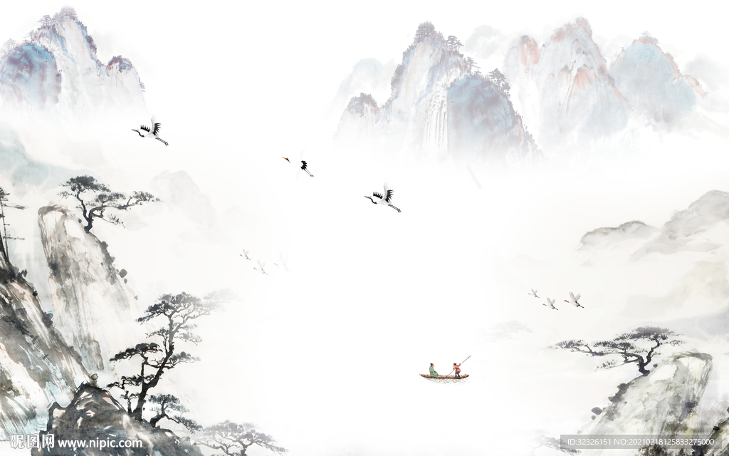 国画新款山水新画 TIF分层