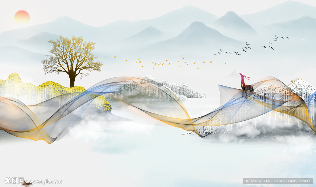 客厅新款山水新画 TIF分层