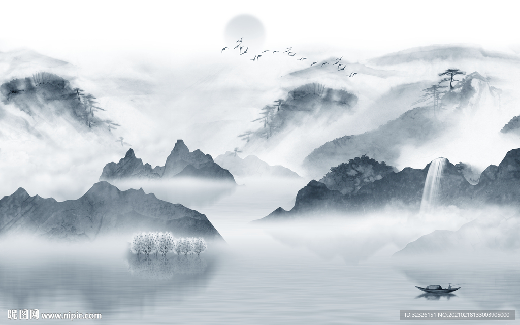 新中式新款山水新画 TIF分层