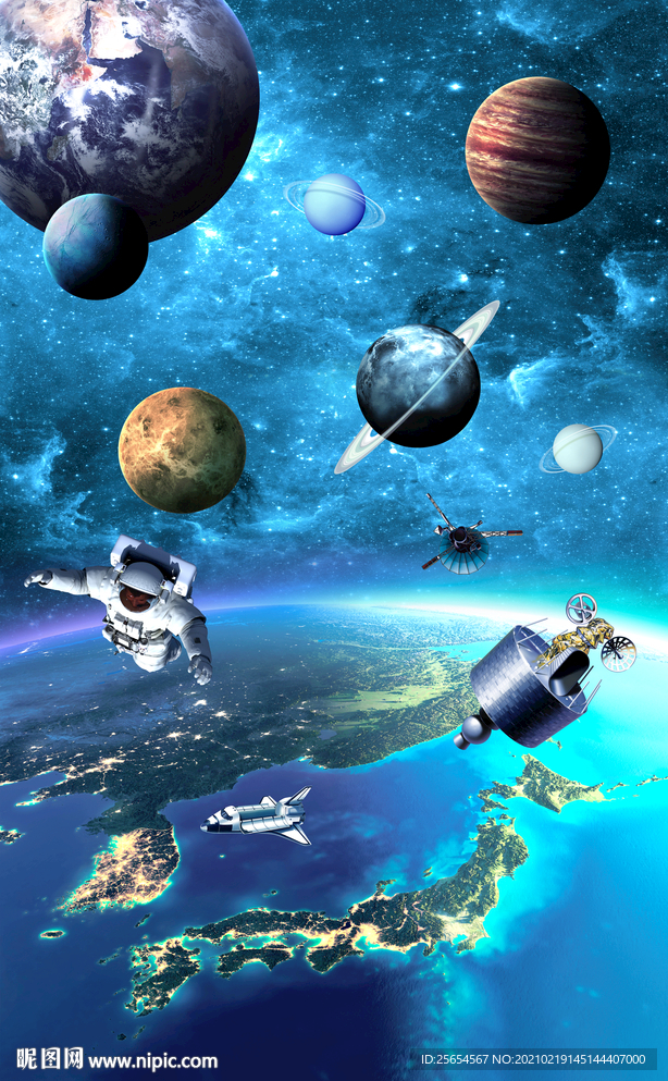 宇宙空间飞船3D地板