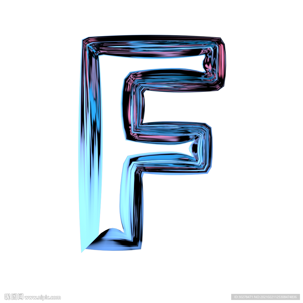 C4D渐变字体英文字母F
