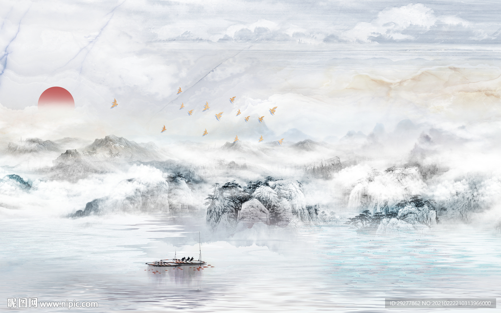 最新 轻奢新山水画 TIF分层