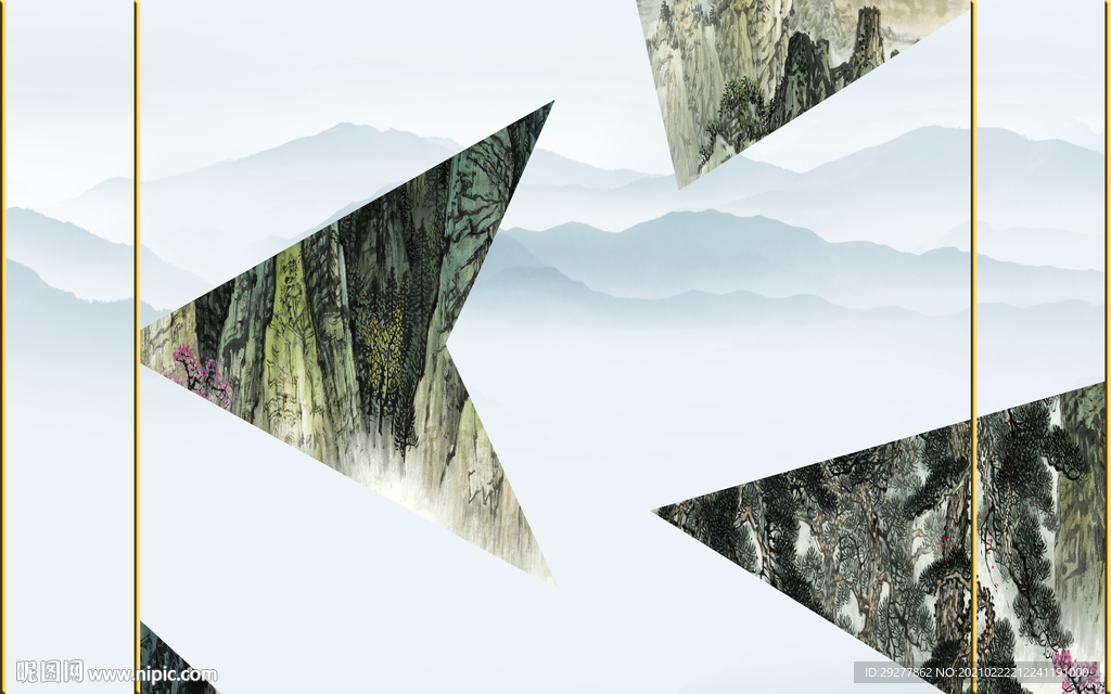 框画 悬空新背景墙 TIF分层