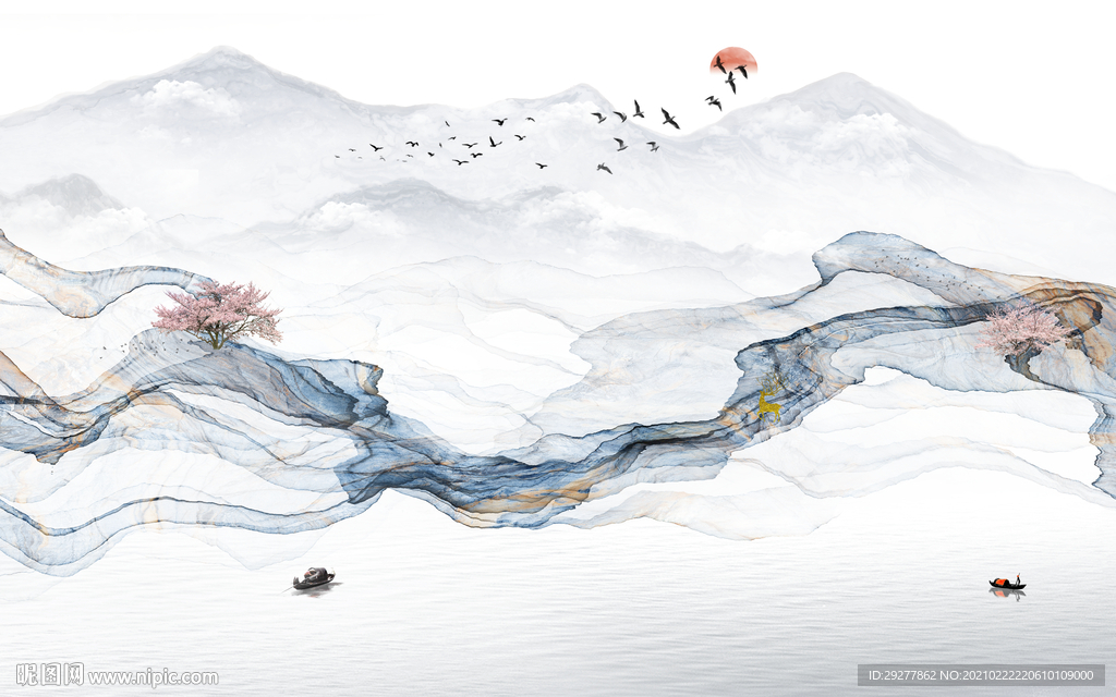 高清 客厅新山水画 TIF分层