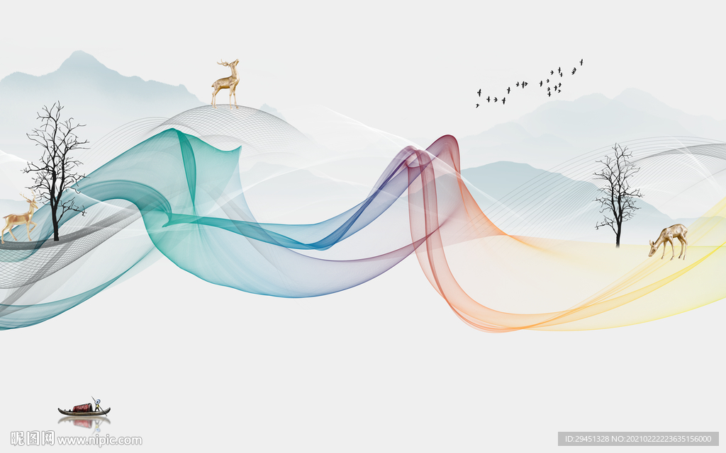 大气 意境中式山水 tif分层