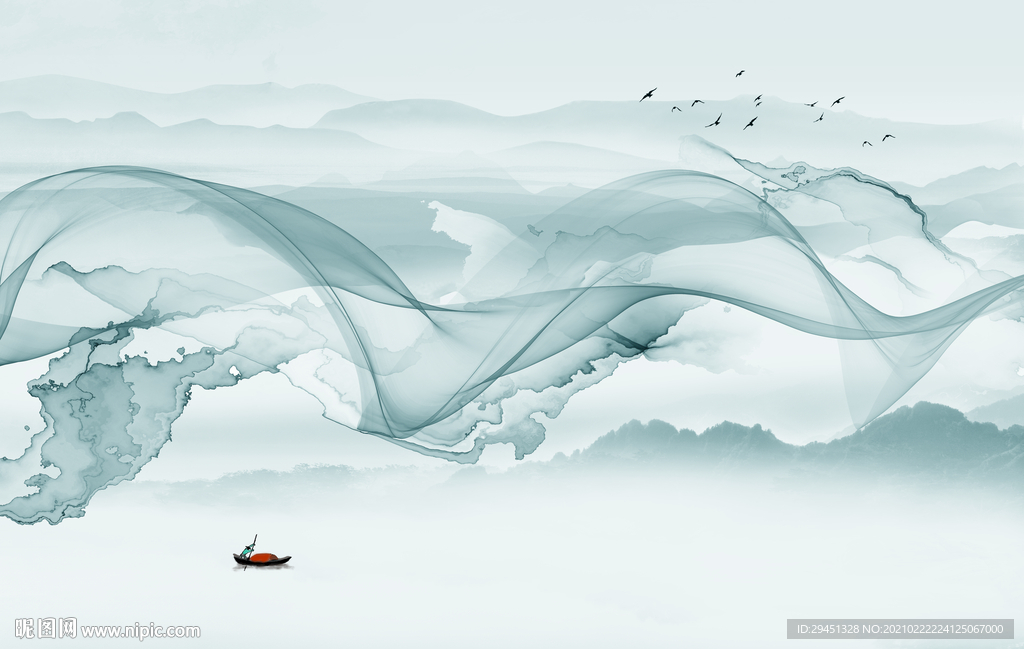 高清意境中式山水 tif分层