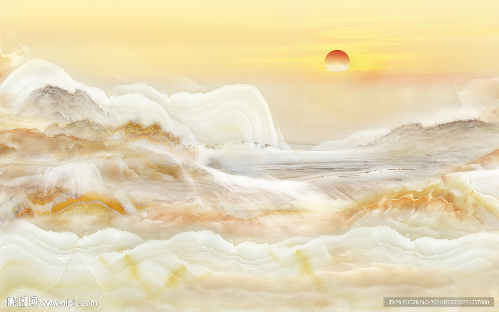 高档石纹中式山水 tif分层