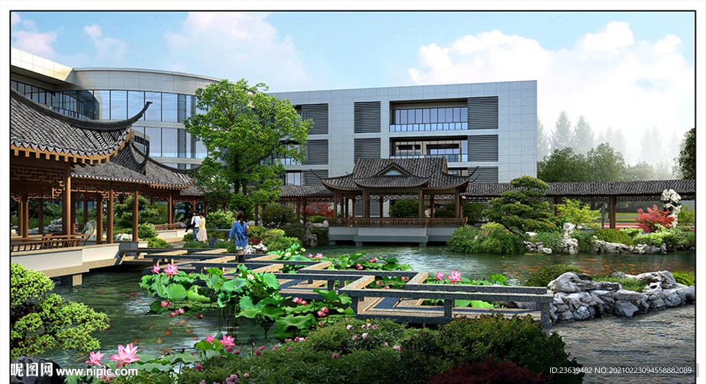 中式庭院景观效果图