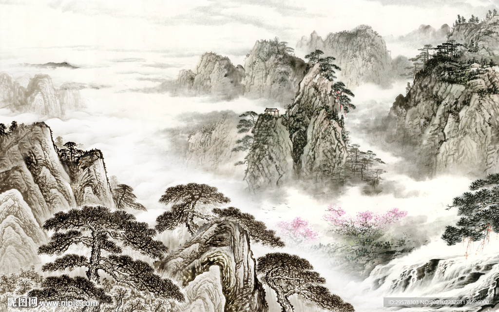 高端客厅爆款山水 TIF分层