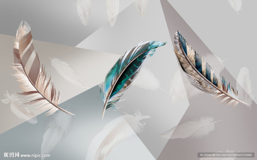 现代羽毛装饰画 tif分层