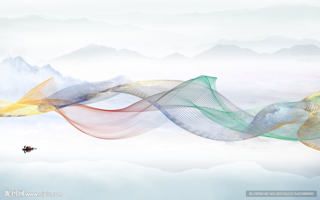 线条 新现代山水画 tif分层