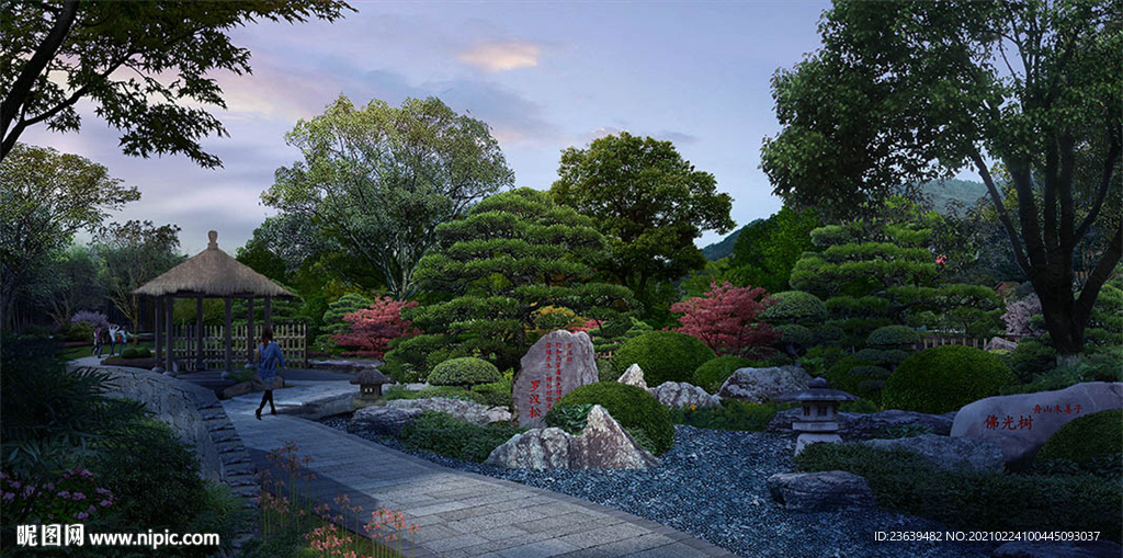 日式游园效果图