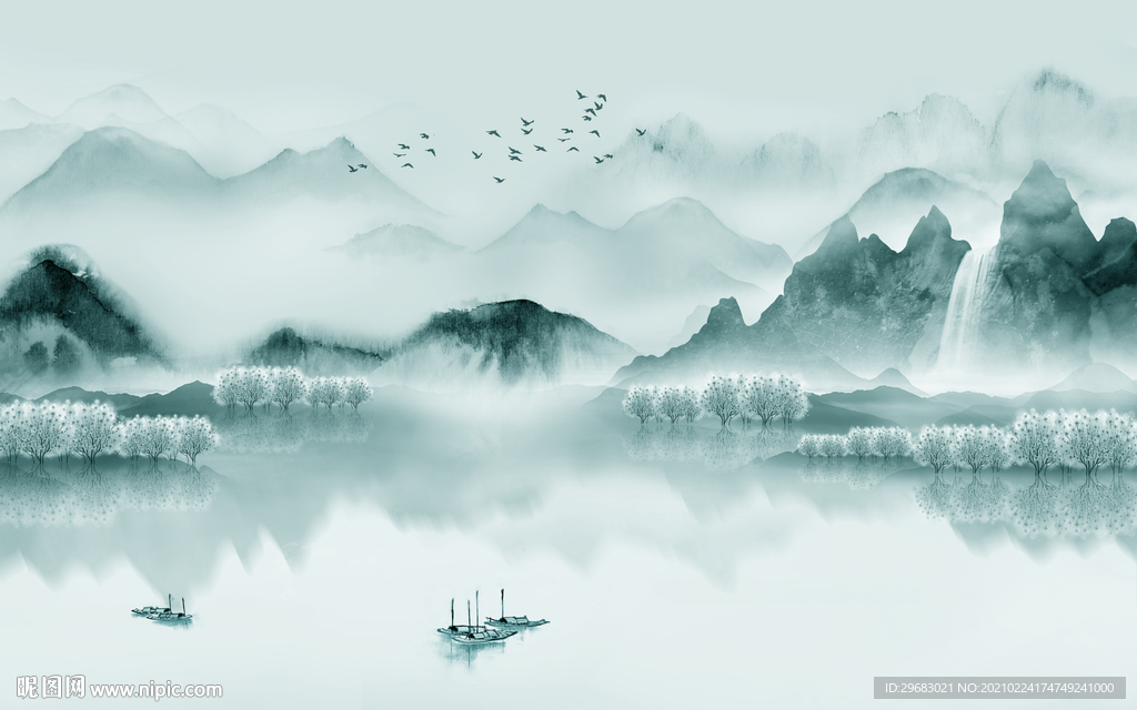 爆款新山水客厅画 tif分层