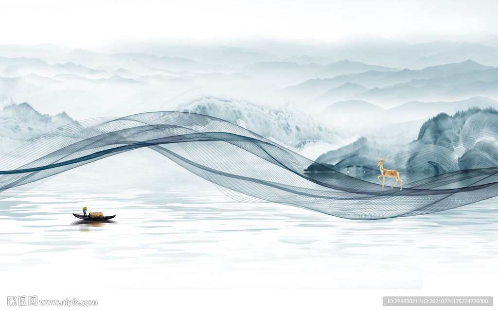 最新 新山水客厅画 tif分层