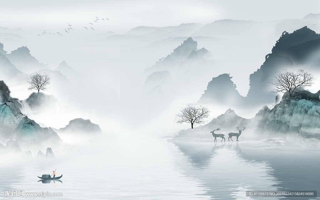 大气 新背景墙山水 TIF分层