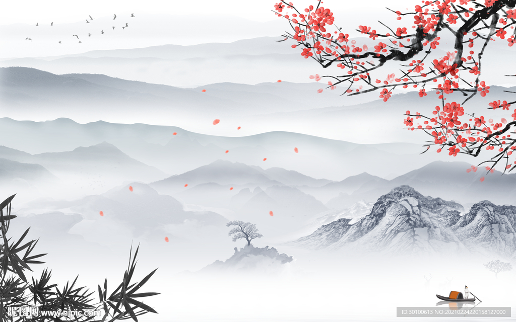 中式新背景墙山水 TIF分层