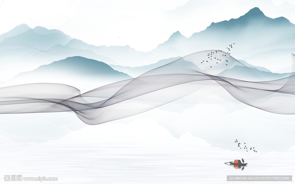 简约爆款新山水画 TIF分层