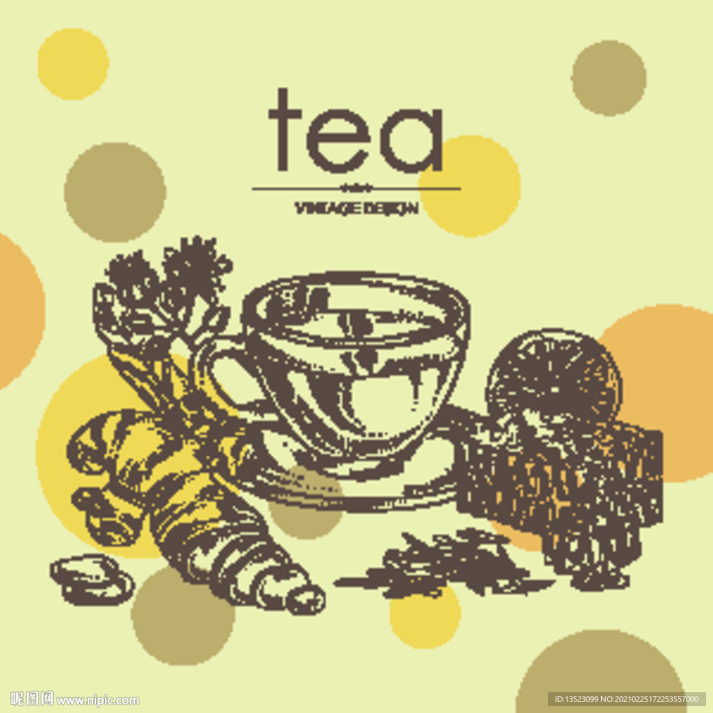 生姜手绘 手绘姜片 柠檬茶