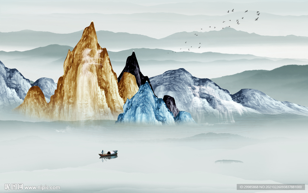 新款客厅山水画 tif分层