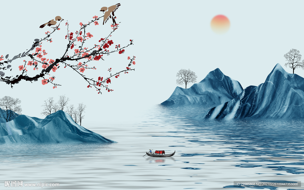 最新客厅山水画 tif分层