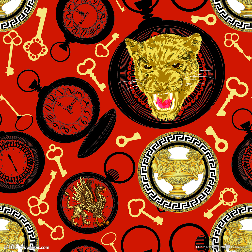 大牌男装 老虎头 钥匙 链条