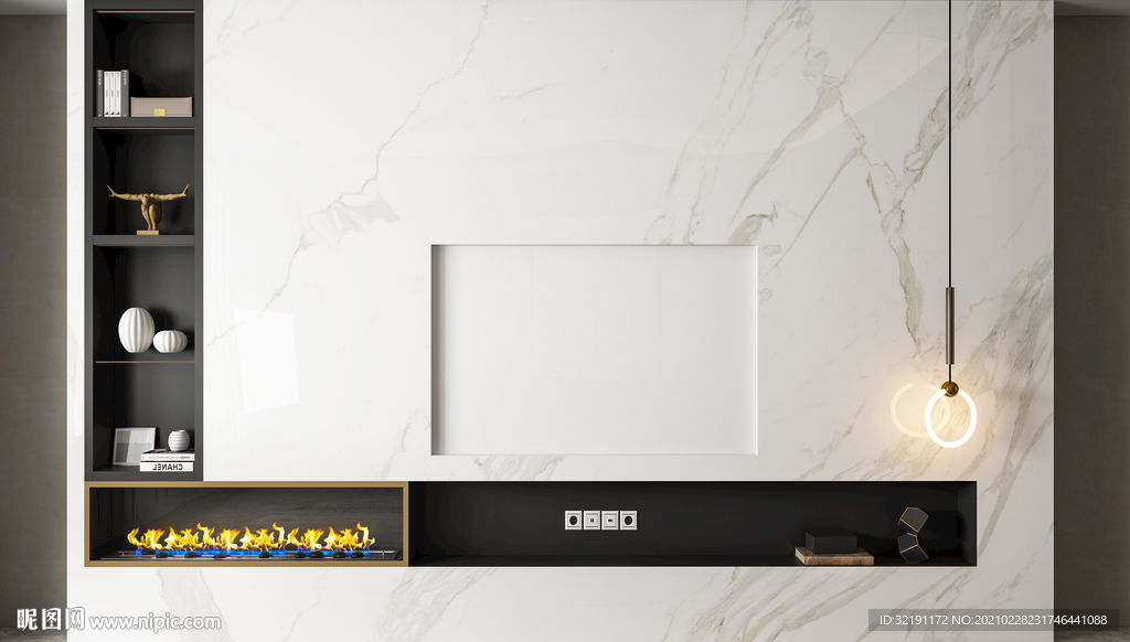 现代客厅沙发电视背景墙3D墙纸