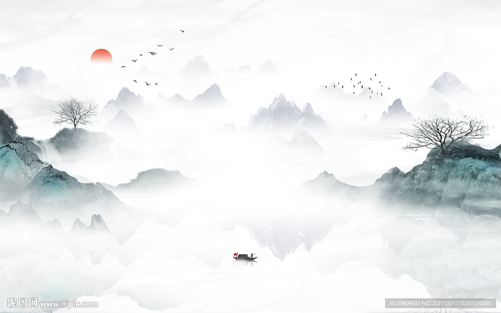 简约客厅意境山水 tif分层