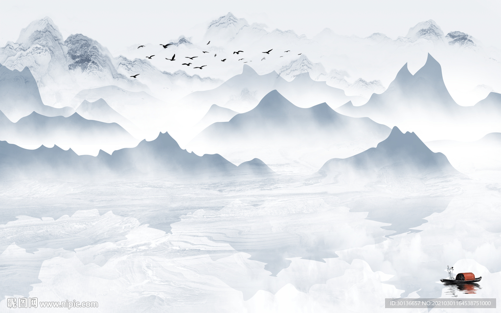 新中式高端背景墙画 TIF分层