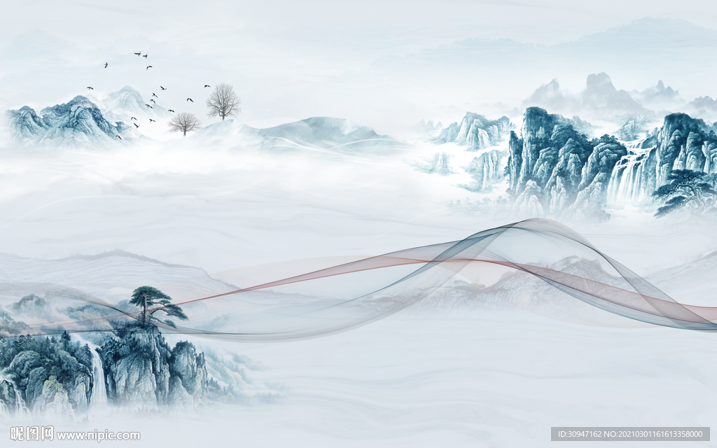 中国风高端大气山水 TIF分层