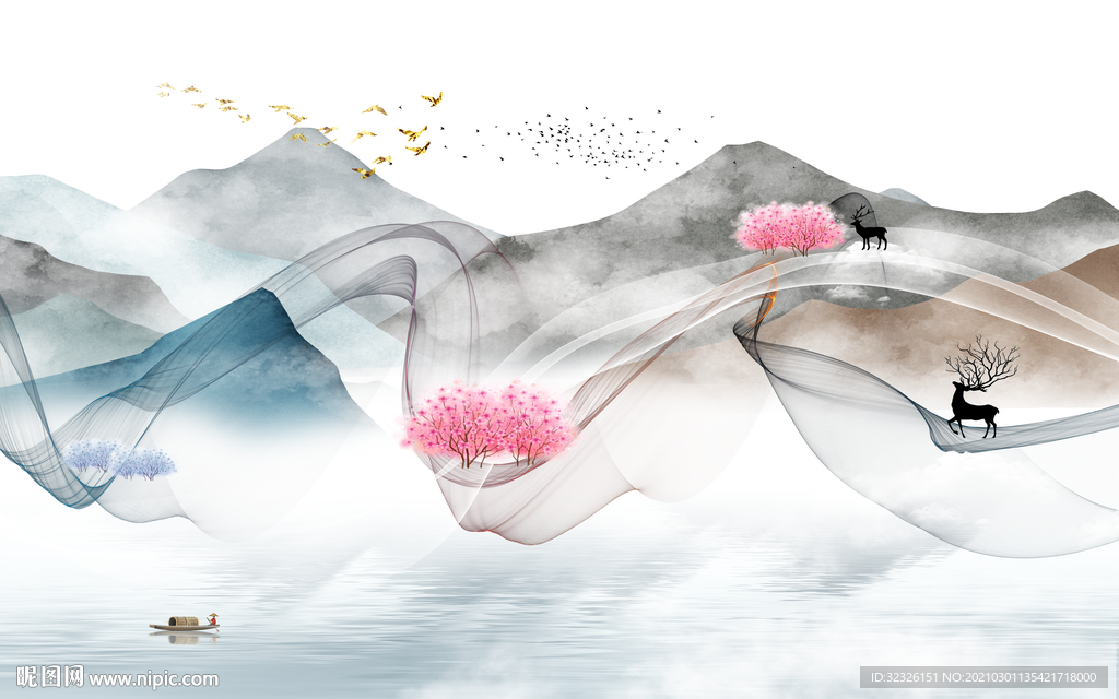 意境客厅山水画 TIF分层