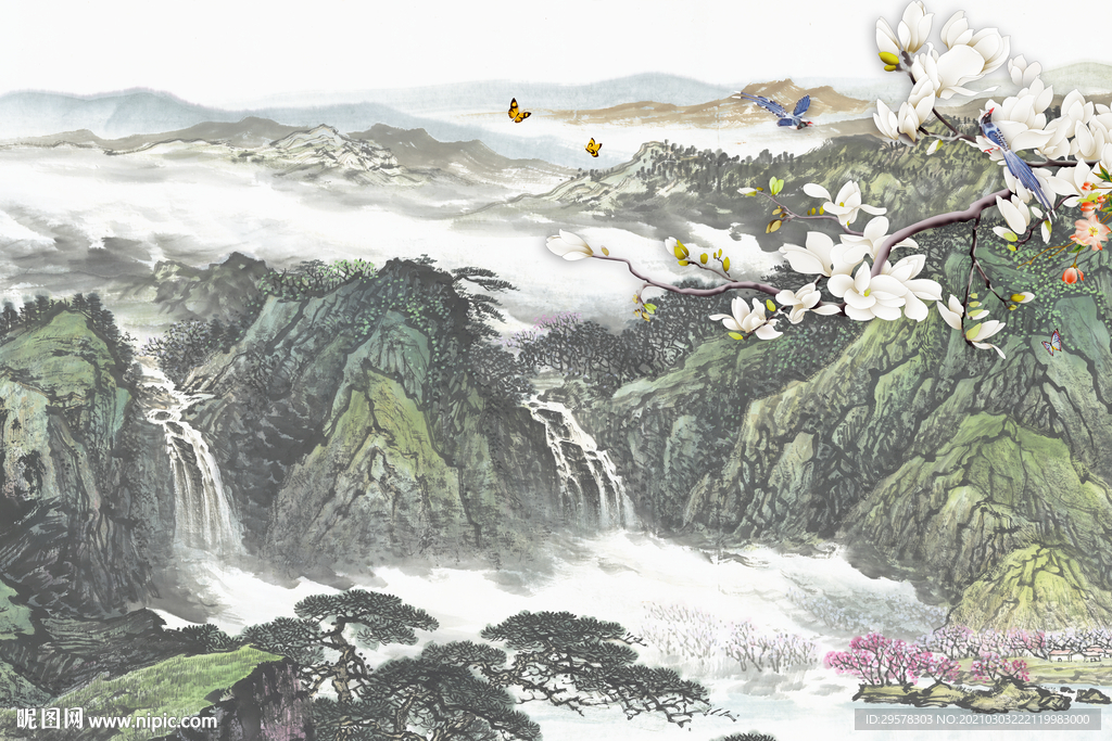 国画现代爆款山水 TIF分层