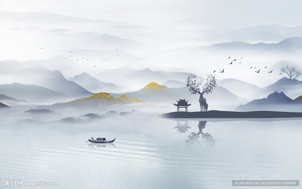 中国风现代爆款山水 TIF分层