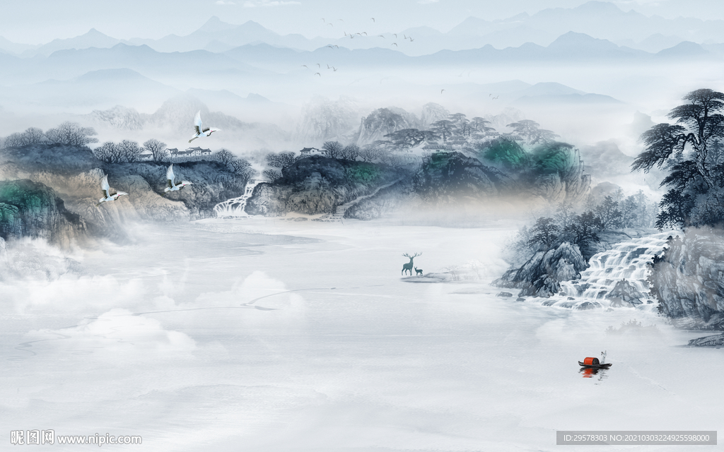 高档 现代爆款山水 TIF分层