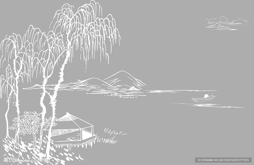 矢量山水硅藻泥背景