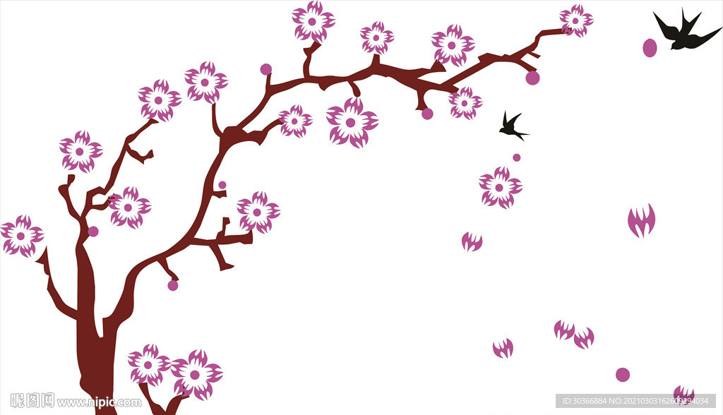 梅花硅藻泥电视墙