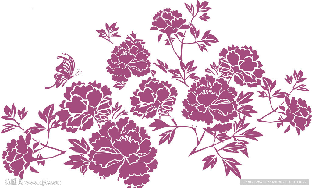 牡丹硅藻泥图案