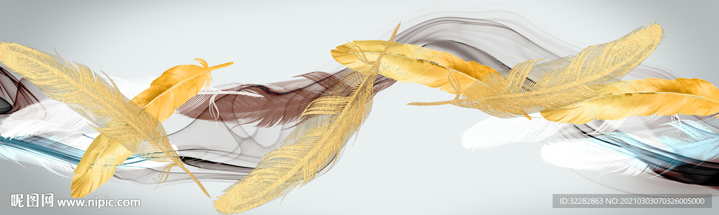 羽毛 新装饰床头画 TIF分层